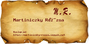 Martiniczky Rózsa névjegykártya